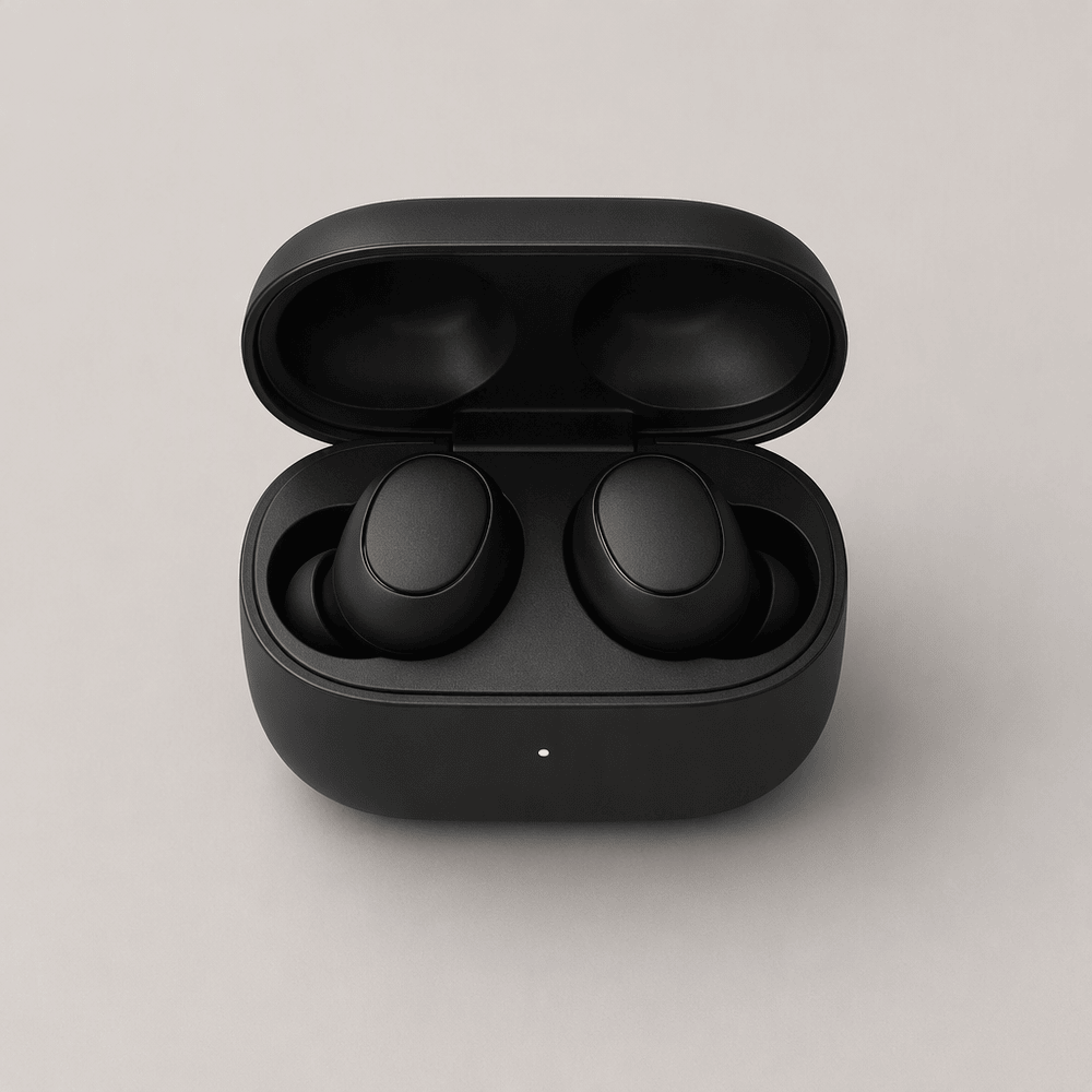 Pulse wireless earbuds in their open charging case