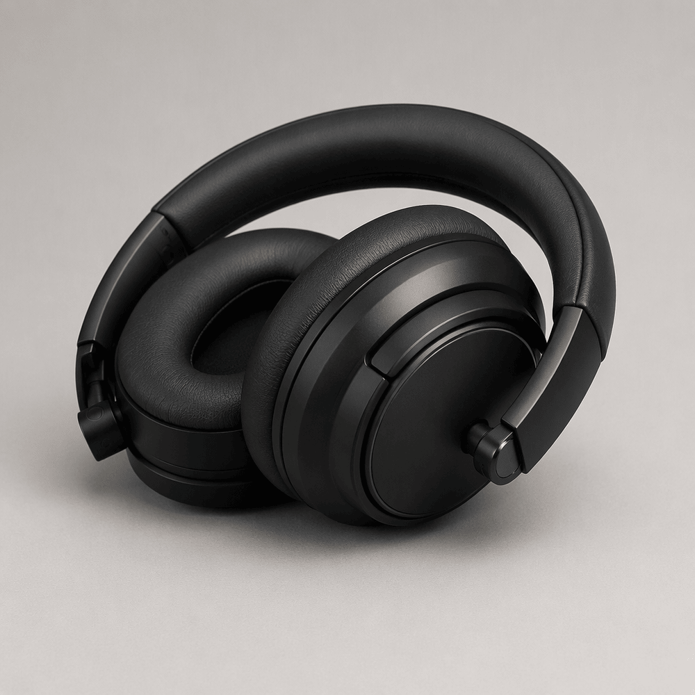 Aurora wireless headphones folded flat showing the ear cushions