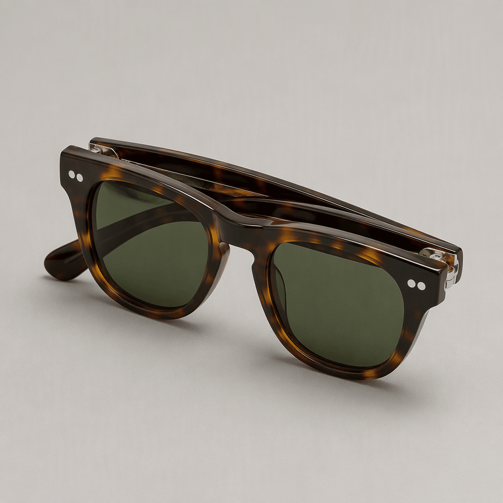Solstice polarized sunglasses folded, showing the temple arms